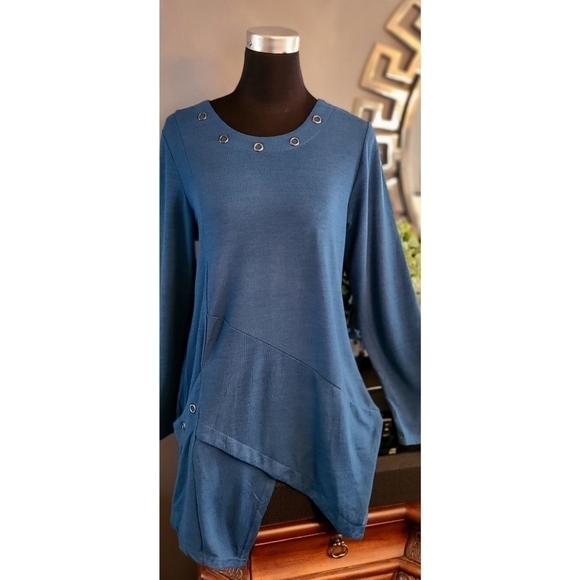 DOMANI Cotton Blend 3/4 Sleeve Crew Neck Tunic Top Size Large NWT - Picture 2 of 10